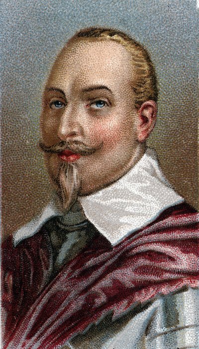 Muotokuva Gustavus Adolphus Ruotsista - Muotokuva Kustaa II Adolfista Ruotsin kuningas (1594-1632) - Sarjasta "" Miesten johtajat"" - Kromolitografia - Englantilainen koulu, 1900-luku - tekijältä English School