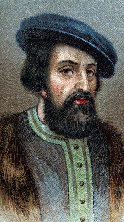 Muotokuva HERNANDO (Hernan) CORTES (Cortez) (1485-1547) Englantilainen valloittaja - Sarjasta "" Miesten johtajat"" - Kromolitografia - Englantilainen koulu, 1900-luku - tekijältä English School