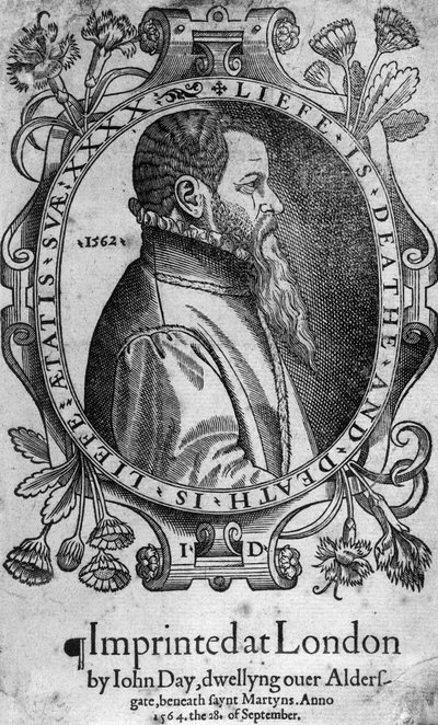 John Dayn muotokuva, Foxes Book of Martyrs -kirjan etupuoli, 1564 tekijältä English School