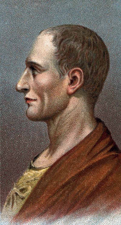 Jules Cesarin muotokuva - Julius Caesar - Sarjasta "" Miesten johtajat"" - Kromolitografia - Englantilainen koulu, 1900-luku - tekijältä English School