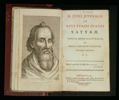 Juvenalin muotokuva The Satires of Juvenal ja Aulius Flaccus, 1763 (kaiverrus) tekijältä English School