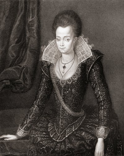 Lady Arabella Stuartin (1575-1615) muotokuva Lodges British Portraitsista, 1823 tekijältä English School