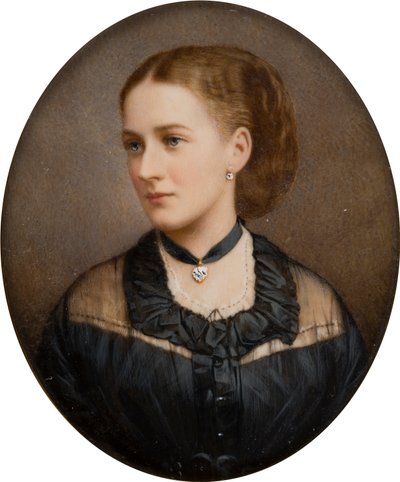 Lady Ida Lumleyn muotokuva, varakreivitär Newport 1870, sen jälkeen Bradfordin kreivitär (1848-1936), n. 1868-1936 (käsin sävytetty valokuva) tekijältä English School