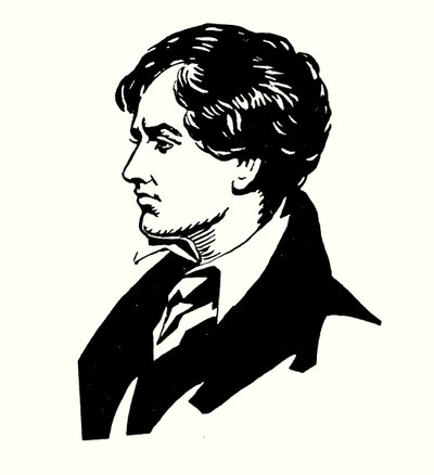 Lord Byronin muotokuva (väri litho) tekijältä English School