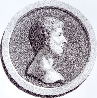 Marcus Aureliuksen muotokuva teoksesta The History of the Decline and Fall of the Roman Empire, Vol 6, sivu 81, Edward Gibbon, 1808 tekijältä English School