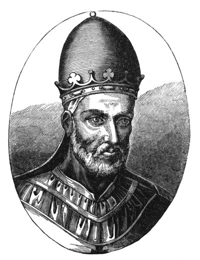 Paavi Honorius III:n (k. 1227) muotokuva kuvitus artikkelista "Tiede ja kirjallisuus keskiajalla ja renessanssilla", kirjoittanut ja kaivertanut Paul Lacroix, 1878 tekijältä English School