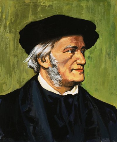 Lentävän hollantilaisen säveltäjän Richard Wagnerin muotokuva tekijältä English School