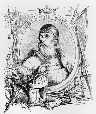 Robert Brucen (1274-1329) muotokuva (kaiverrus) (bw-kuva) tekijältä English School