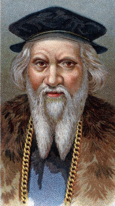 Muotokuva Sebastiano Cabotosta (Sebastien Cabot) (Sebastian) (1477-1557) - Sarjasta "" Miesten johtajat"" - Kromolitografia - Englantilainen koulu, 1900-luku - tekijältä English School