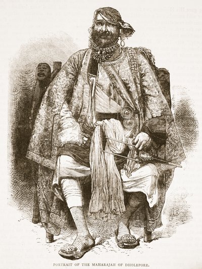 Dholeporen maharadajan muotokuva, kuvitus Cassells Illustrated History of Englandista tekijältä English School