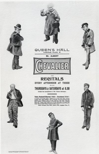Juliste, joka mainostaa Albert Chevalierin esitystä Queen