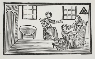 Kaunis Bessie saa isiensä siunauksen, kun hän aikoo etsiä omaa toimeentuloaan, kuvitus John Ashtonin pubista Chap-books of the Eighteenth Century. 1882 tekijältä English School