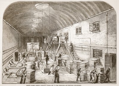 Hinnat Patent Candle Companys Works, No.1: The Spreading and Stripping Department, The Illustrated London News, 1849 tekijältä English School
