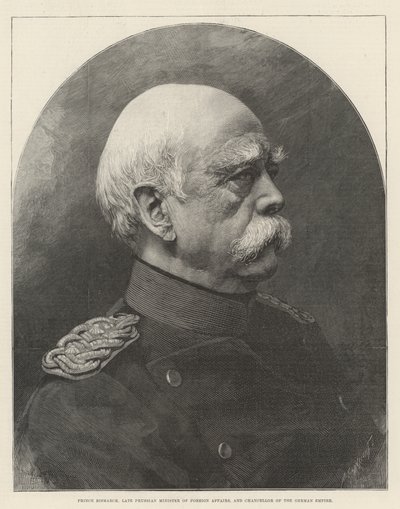 Prinssi Bismarck, edesmennyt Preussin ulkoministeri ja Saksan valtakunnan liittokansleri (kaiverrus) tekijältä English School