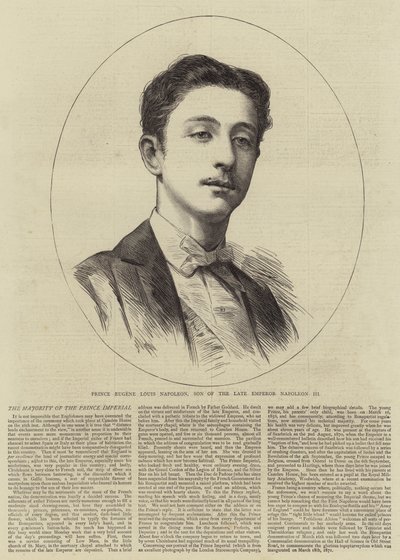 Prinssi Eugene Louis Napoleon, edesmenneen keisari Napoleon III:n poika (kaiverrus) tekijältä English School