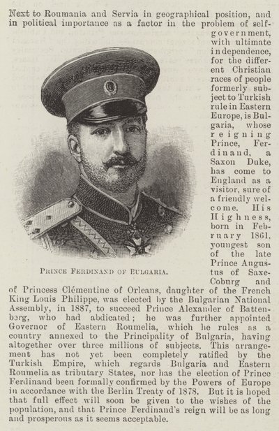 Bulgarian prinssi Ferdinand (kaiverrus) tekijältä English School