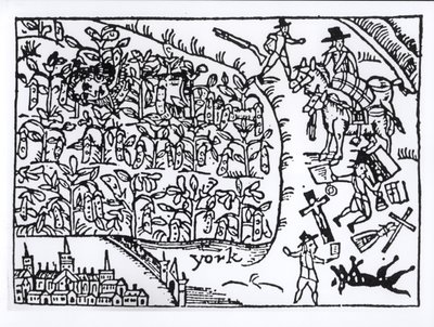 Prinssi Rupert (1619-82) piiloutumassa papupellolle Marston Moorin taistelussa 2. heinäkuuta 1644 tekijältä English School