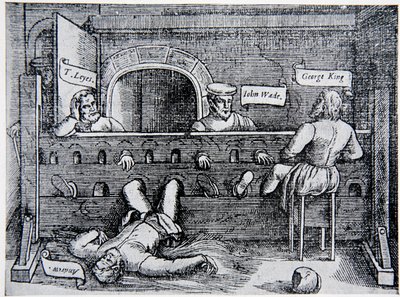 Vangit Lollards Towerissa, John Foxen (1516-87) teoksista ja muistomerkeistä, 1563, kuva The History of the Nationista tekijältä English School