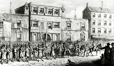 Vuoden 1741 kulkue Lontoossa, joka pilkkaa vapaamuurareita, 1843 tekijältä English School