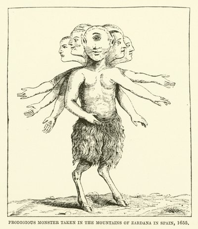 Upea hirviö, joka on kuvattu Zardanan vuoristossa Espanjassa, 1655 tekijältä English School