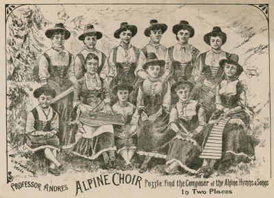 Professori Andre, Alpine Choir -palapeli: löydä Alppien hymnien ja laulujen säveltäjä kahdesta paikasta tekijältä English School
