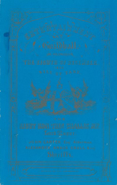 Ohjelma illalliselle Guildhallissa Lontoossa 8. joulukuuta 1852 tekijältä English School