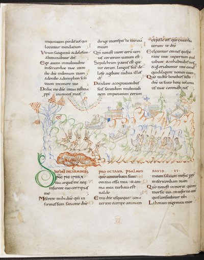 Psalmi 6 Harley Psalterista, Harley MS 603 f.3v tekijältä English School
