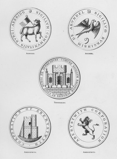 Julkiset aseet: Axbridge; Arundel; Tewkesbury; Aberyst with (kaiverrus) tekijältä English School
