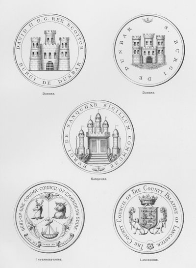 Julkiset aseet: Dunbar; Sanquhar; Inverness-shire; Lancashire (kaiverrus) tekijältä English School