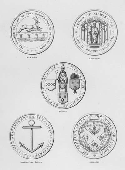 Julkiset aseet: New Ross; Kilwinning; Paisley; Anstruther pääsiäinen; Langholm (kaiverrus) tekijältä English School