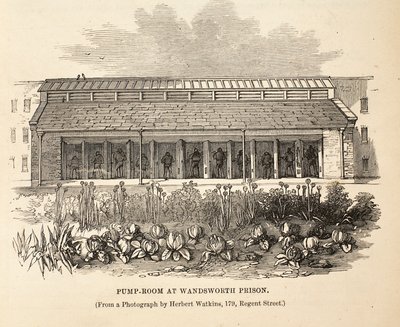 Pumppuhuone Wandsworth Prisonissa, kuvitus Lontoon rikosvankiloista ja Henry Mayhew
