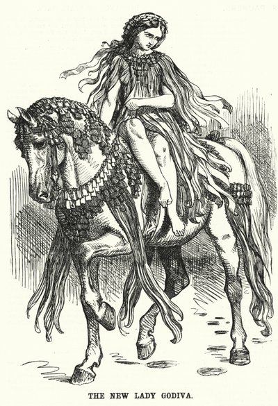 Punch-sarjakuva: The New Lady Godiva (kaiverrus) tekijältä English School