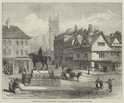 Queen-Square, Wolverhampton, edesmenneen Prince Consortin patsas (kaiverrus) tekijältä English School