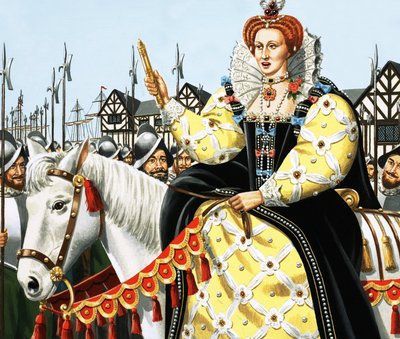 Kuningatar Elisabet pitää Armada-puheensa tekijältä English School
