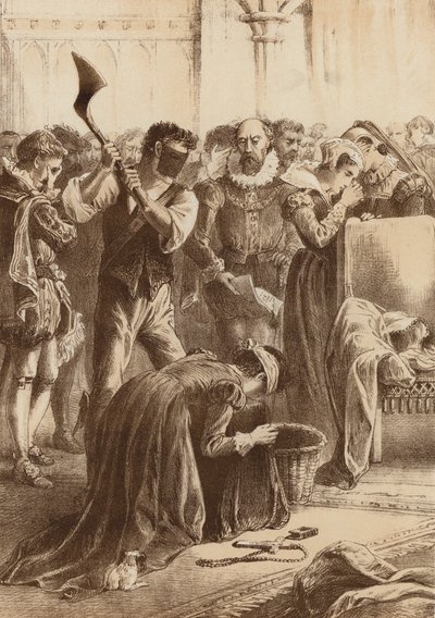 Kuningatar Maria, "Beheaded at Fotheringay" (litografia) (litografia) tekijältä English School