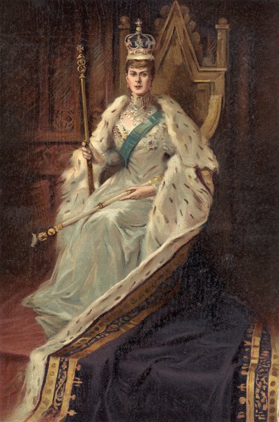 Kuningatar Maria, kuningas Yrjö V:n puoliso, The Illustrated London News -lehdestä (painettu). tekijältä English School