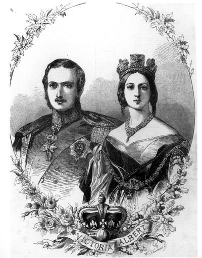 Kuningatar Victoria (1819-1901) ja prinssi Albert (1819-61), W. Thomasin kaiverrus, 1844 tekijältä English School