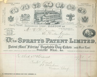 Kuitti Dr Spratts Patent Limitedille tekijältä English School