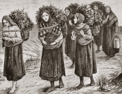 Paluu Shielingistä, Hebrideiltä vuonna 1880, Religious Tract Societyn julkaisemasta Scottish Picturesistä, 1886 tekijältä English School