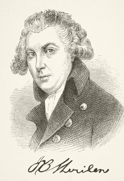 Richard Brinsley Sheridan, William Hickman Smith Aubreyn (1858-1916) julkaisusta The National and Domestic History of England, julkaisi Lontoossa noin 1890 tekijältä English School