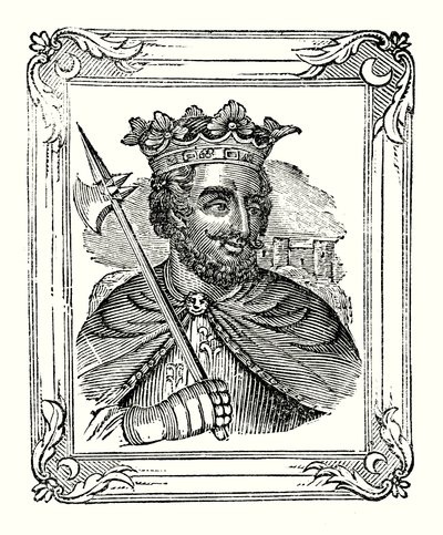 Richard I syntyi vuonna 1157, kruunattiin vuonna 1189 ja kuoli vuonna 1199 (kaiverrus) tekijältä English School