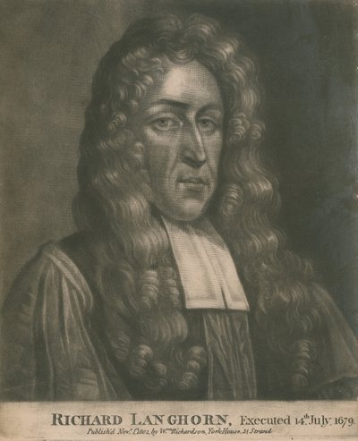 Richard Langhorn, teloitettu 14. heinäkuuta 1679 tekijältä English School