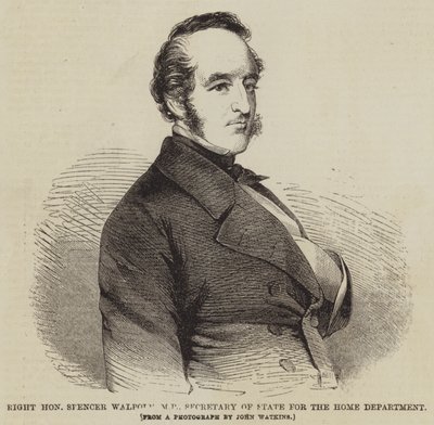Oikea kunniajäsen Spencer Walpole, kansanedustaja, sisäasiainministeriön valtiosihteeri (kaiverrus) (kaiverrus) tekijältä English School