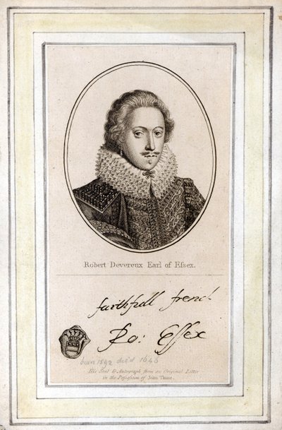 Robert Devereux, Essexin kolmas jaarli (1591-1646), hänen sinettinsä ja nimikirjoituksensa tekijältä English School