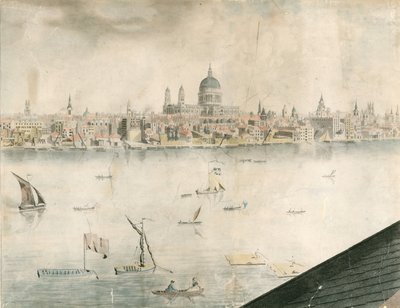 Kattonäkymä St Paulin katedraalille, Lontoolle ja Thames-joelle tekijältä English School