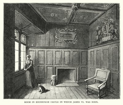 Huone Edinburghin linnassa, jossa James VI syntyi (kaiverrus) tekijältä English School