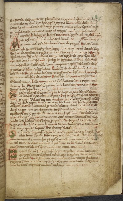 Royal 13. A.XI, f.5 Alku- ja reunapiirustukset, Computus, Helperic of Auxerre (vellum); tekijältä English School