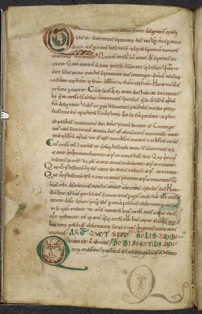 Royal 13. A.XI, f.79v Ihmiskasvot nimikirjaimilla, De temporum ratione, Bede the Venerable (vellum) tekijältä English School