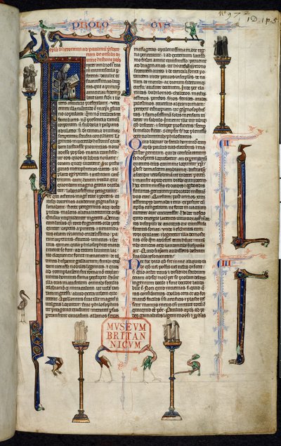 Royal 1 D I, f.1r, Jerome, veljet pylväillä, William of Devonin Raamatusta (vellum) tekijältä English School