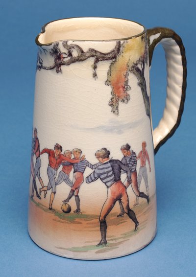 Royal Doulton kannu vanhoilla englantilaisilla jalkapallokohtauksilla (keraaminen) tekijältä English School